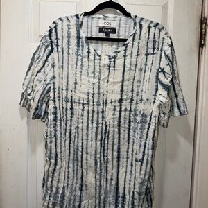 COS x Tabata Shibori Tie-Dye Men’s Shirt - Navy and White